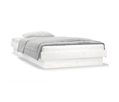 Gultas Rāmis, Led, Balts, 90X190 Cm, Vienvietīgs, Masīvkoks Vidaxl