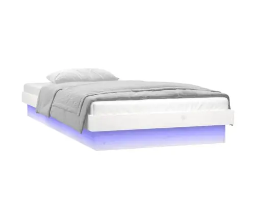 Gultas Rāmis, Led, Balts, 90X190 Cm, Vienvietīgs, Masīvkoks Vidaxl