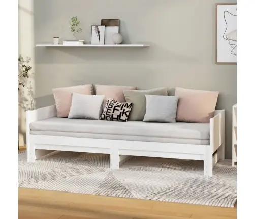 Väljatõmmatav Päevavoodi, Valge, Männipuit, 2 X (90-190) Cm