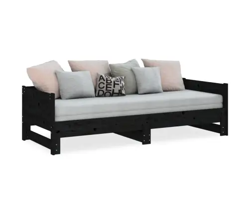 Väljatõmmatav Päevavoodi, Must, Männipuit, 2 X (90-190) Cm