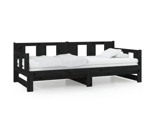 Väljatõmmatav Päevavoodi, Must, Männipuit, 2 X (90-190) Cm