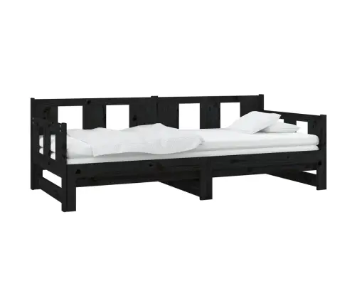 Väljatõmmatav Päevavoodi, Must, Männipuit, 2 X (90-190) Cm