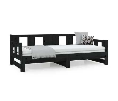 Väljatõmmatav Päevavoodi, Must, Männipuit, 2 X (90-190) Cm