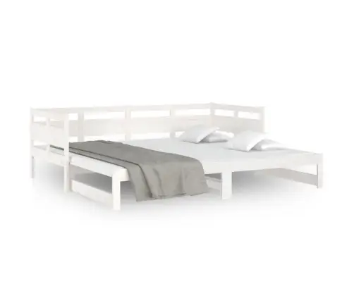 Izvelkama Gulta, Balta, Priedes Masīvkoks, 2X(90X200) Cm Vidaxl