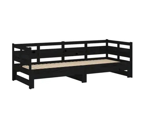 Ištraukiama Lova, Juoda, 2X(80X200)cm Pušies Medienos Masyvas