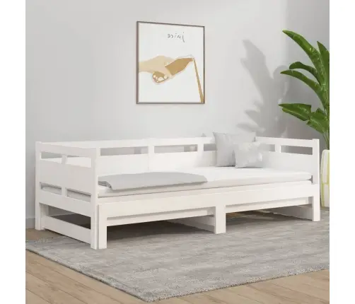 Ištraukiama Lova, Balta, 2X(90X190)cm Pušies Medienos Masyvas