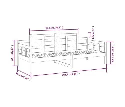 Dīvāngulta, Balta, Priedes Masīvkoks, 90X200 Cm Vidaxl