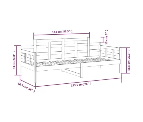 Dīvāngulta, Balta, Priedes Masīvkoks, 90X190 Cm Vidaxl
