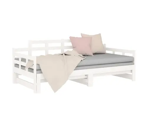 Ištraukiama Lova, Balta, 2X(90X200)cm Pušies Medienos Masyvas