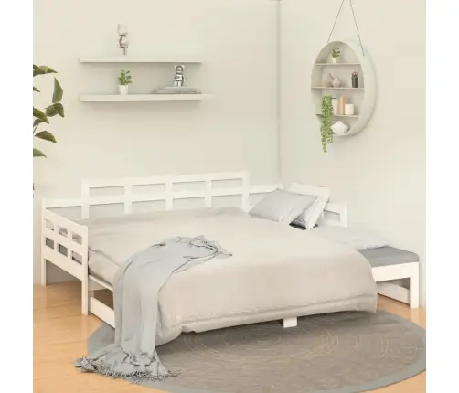 Ištraukiama Lova, Balta, 2X(90X190)cm Pušies Medienos Masyvas