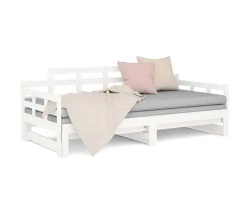 Ištraukiama Lova, Balta, 2X(90X190)cm Pušies Medienos Masyvas