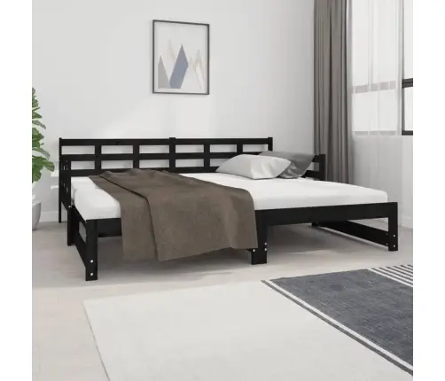 Väljatõmmatav Päevavoodi, Must, Männipuit, 2 X (90-190) Cm