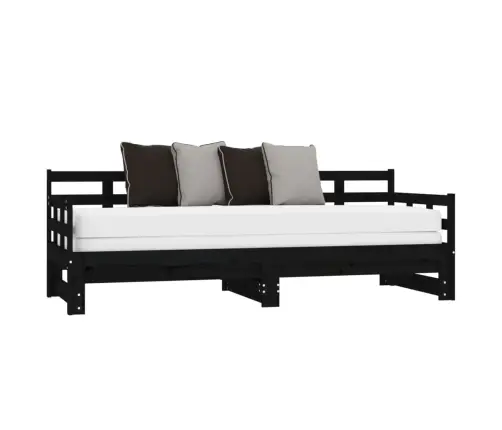 Väljatõmmatav Päevavoodi, Must, Männipuit, 2 X (90-190) Cm