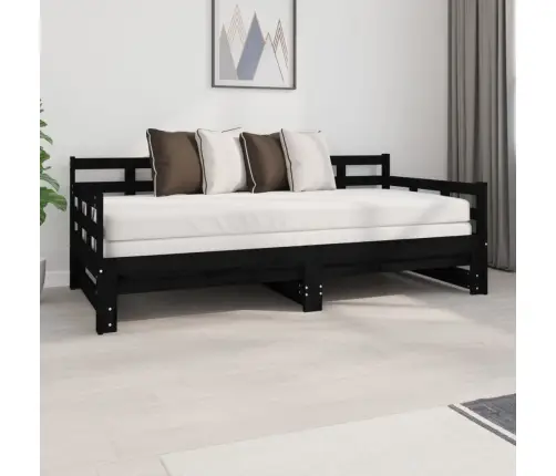 Väljatõmmatav Päevavoodi, Must, Männipuit, 2 X (90-190) Cm