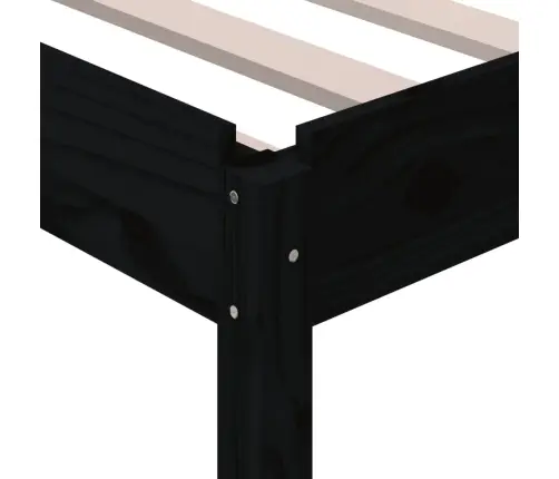 Sudedama Lova, Juoda, 90X200cm Pušies Medienos Masyvas