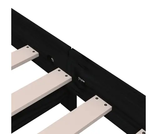 Sudedama Lova, Juoda, 90X200cm Pušies Medienos Masyvas