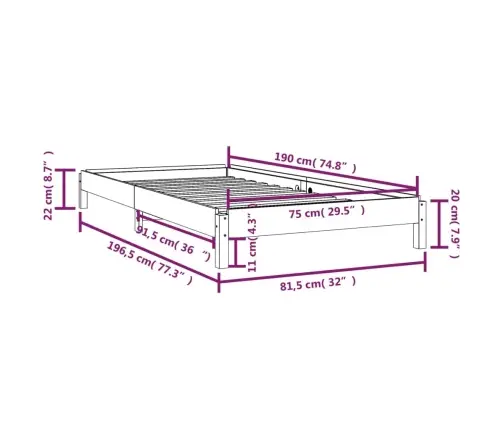 Sudedama Lova, 75X190cm Pušies Medienos Masyvas