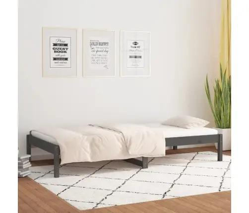 Gulta, Pelēka, 90X190 Cm, Vienvietīga, Priedes Masīvkoks Vidaxl