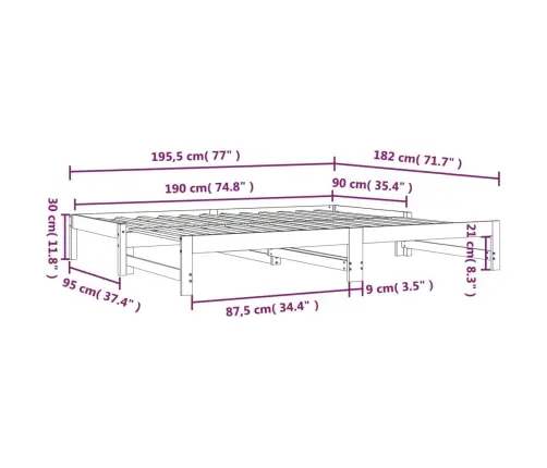 Väljatõmmatav Päevavoodi, 2 X (90X190) Cm Männipuit