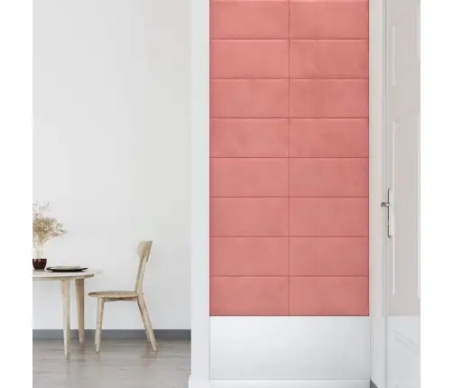 Seinapaneelid 12 Tk, Roosa, 60 X 30 cm Samet, 2,16 M²