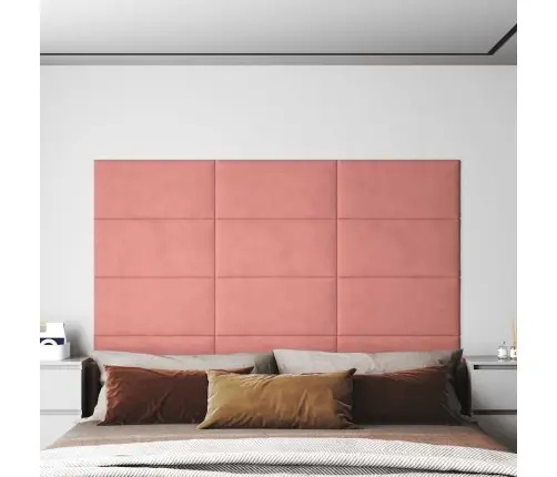 Seinapaneelid 12 Tk, Roosa, 60 X 30 cm Samet, 2,16 M²