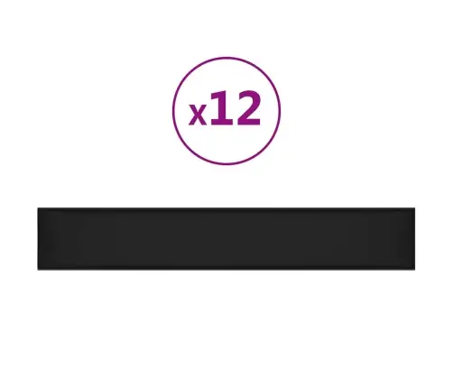 Seinapaneelid 12 Tk, Must, 90 X 15 cm Kunstnahk, 1,62 M²