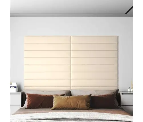 Sienas Paneļi, 12 Gab., Krēmkrāsa, 90X15 Cm, Samts, 1,62 M² Vidaxl