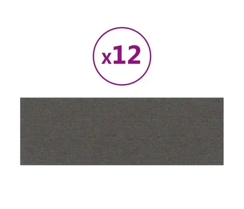 Sienas Paneļi, 12 Gab., Tumši Pelēki, 90X30 Cm, Audums, 3,24 M² Vidaxl