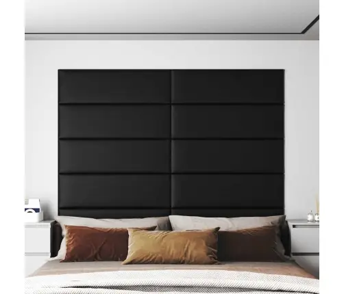 Sienas Paneļi, 12 Gab., Melni, 90X30 Cm, Mākslīgā Āda, 3,24 M² Vidaxl