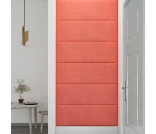 Sienas Paneļi, 12 Gab., Rozā, 90X30 Cm, Samts, 3,24 M² Vidaxl