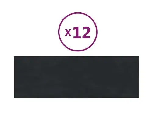 Sienas Paneļi, 12 Gab., Melni, 90X30 Cm, Samts, 3,24 M² Vidaxl