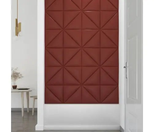 Sienų Plokštės, 12Vnt., Vyno, 30X30cm Dirbtinė Oda, 0,54M²