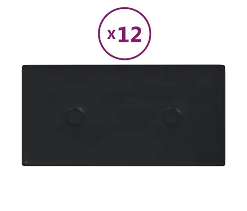 Sienas Paneļi, 12 Gab., Melni, 30X15 Cm, Mākslīgā Āda, 0,54 M² Vidaxl