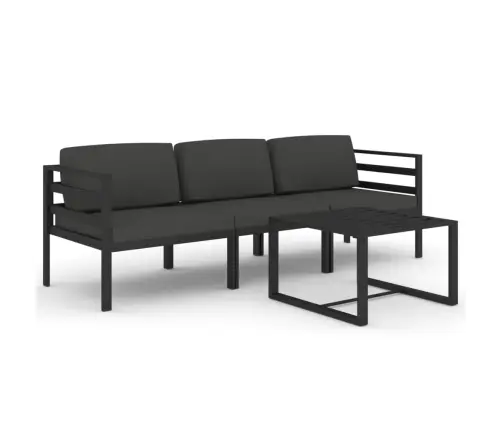 4-Daļīgs Dārza Atpūtas Mēbeļu Komplekts Ar Matračiem, Alumīnijs Vidaxl