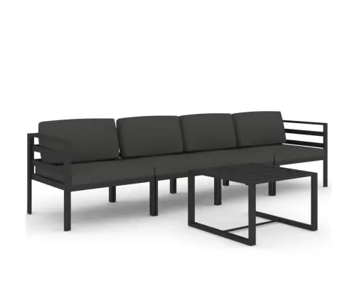 5-Daļīgs Dārza Atpūtas Mēbeļu Komplekts Ar Matračiem, Alumīnijs Vidaxl