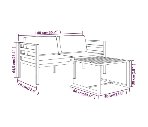 Sodo Komplektas Su Pagalvėlėmis, 3 Dalių, Antracito, Aliuminis