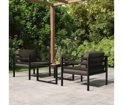 3-Osaline Aiadiivanikomplekt Patjadega, Alumiinium, Antratsiit