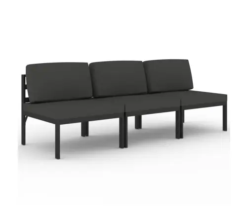 Trivietė Sodo Sofa Su Pagalvėlėmis, Antracito, Aliuminis