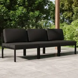 Trivietė Sodo Sofa Su Pagalvėlėmis, Antracito, Aliuminis