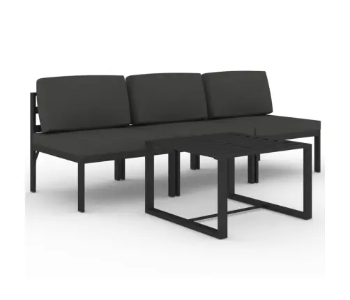 4-Osaline Aiadiivanikomplekt Patjadega, Alumiinium, Antratsiit