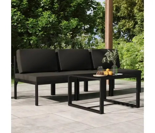 4-Osaline Aiadiivanikomplekt Patjadega, Alumiinium, Antratsiit