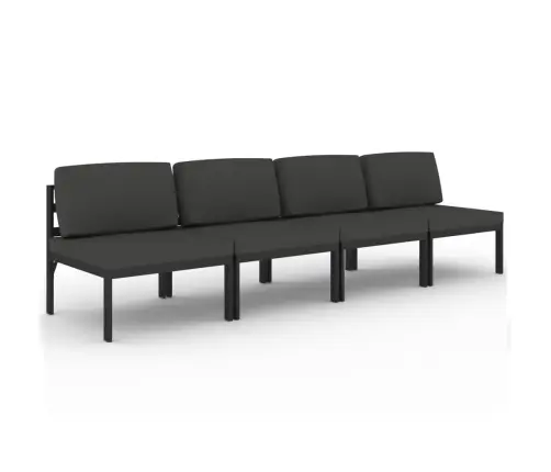 4-Vietīgs Dārza Dīvāns Ar Matračiem, Alumīnijs, Antracītpelēks Vidaxl
