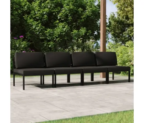 4-Vietīgs Dārza Dīvāns Ar Matračiem, Alumīnijs, Antracītpelēks Vidaxl