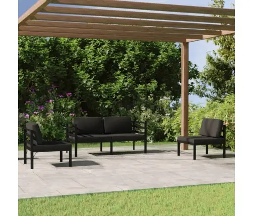 4-Osaline Aiadiivanikomplekt Patjadega, Alumiinium, Antratsiit