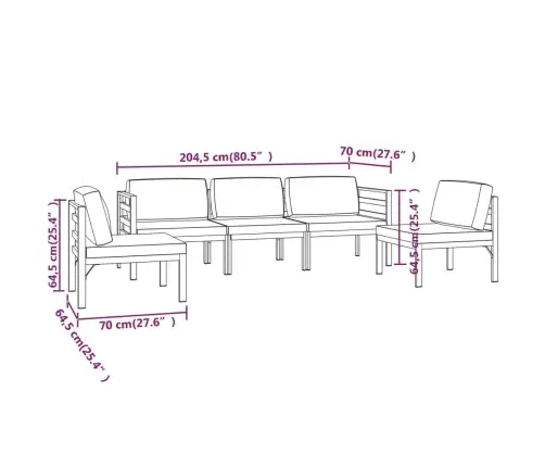 5-Daļīgs Dārza Atpūtas Mēbeļu Komplekts Ar Matračiem, Alumīnijs Vidaxl