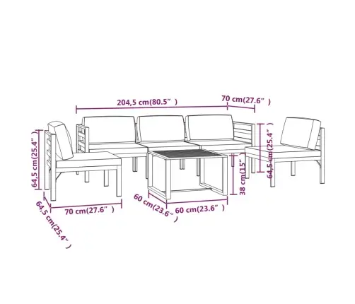 Sodo Komplektas Su Pagalvėlėmis, 6 Dalių, Antracito, Aliuminis