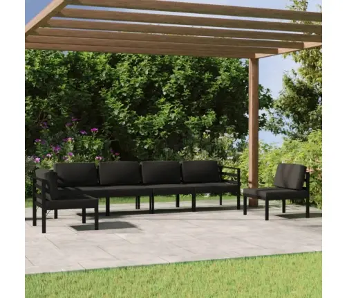 6-Daļīgs Dārza Atpūtas Mēbeļu Komplekts Ar Matračiem, Alumīnijs Vidaxl