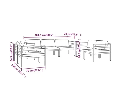 Sodo Komplektas Su Pagalvėlėmis, 7 Dalių, Antracito, Aliuminis