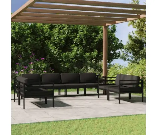 Sodo Komplektas Su Pagalvėlėmis, 8 Dalių, Antracito, Aliuminis