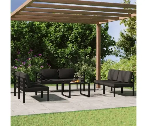 7-Daļīgs Dārza Atpūtas Mēbeļu Komplekts Ar Matračiem, Alumīnijs Vidaxl